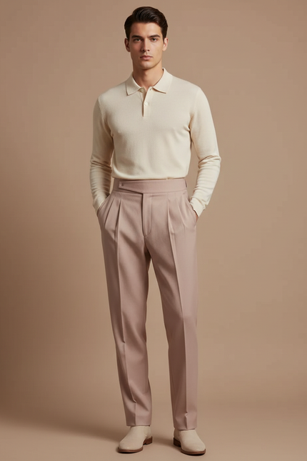 Pantalon À Pince Rose - Laine
