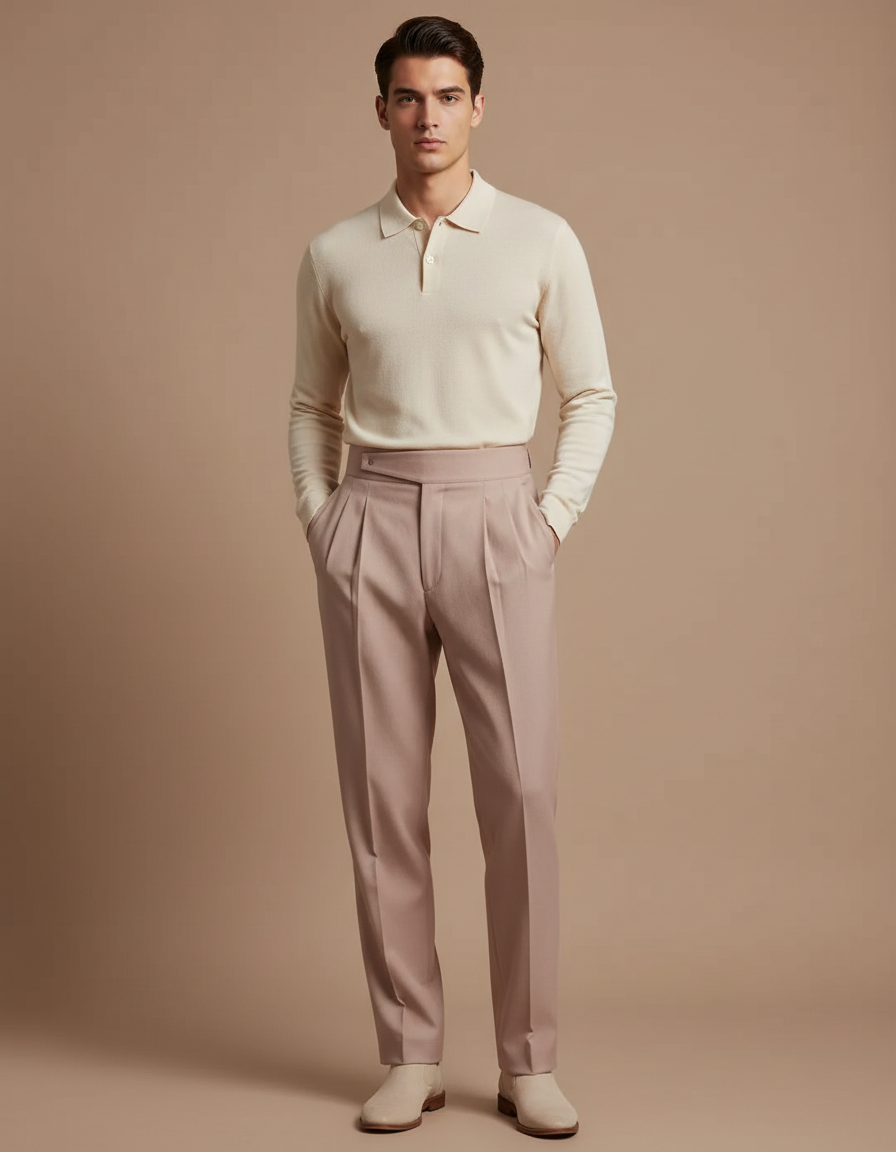 Pantalon À Pince Rose - Laine