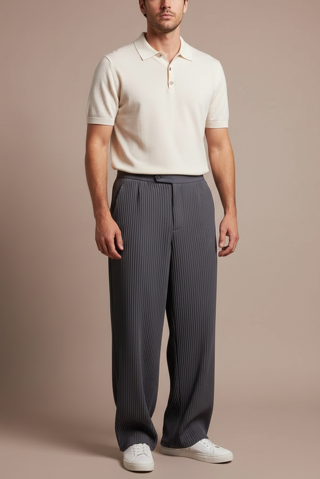 Pantalon À Pince 9f02 - Gris Polyester