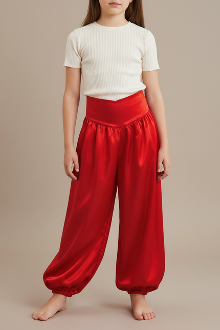 Pantalon À Pince Rouge Satiné Ample Enfant Danse