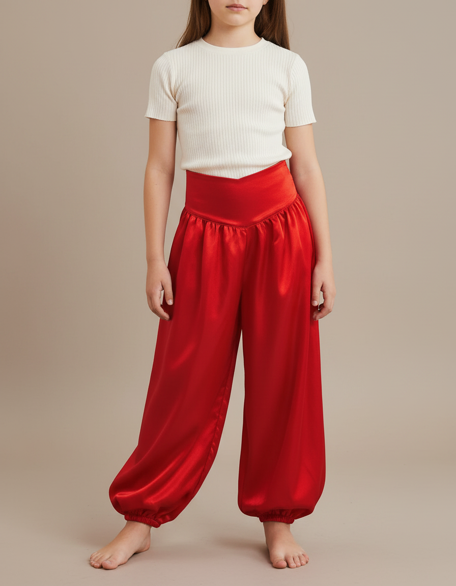 Pantalon À Pince Rouge Satiné Ample Enfant Danse