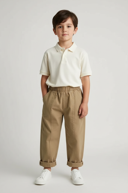 Pantalon À Pince Kaki Ample Coton Enfant