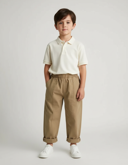 Pantalon À Pince Kaki Ample Coton Enfant