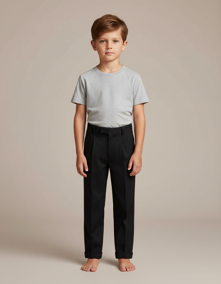 Pantalon À Pince Noir Droit Classique Enfant Garçon - Gabardine