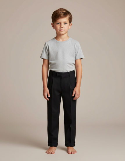 Pantalon À Pince Noir Droit Classique Enfant Garçon - Gabardine