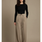 Pantalon À Pince Beige Ample Fluide Décontracté Élégant - Polyester