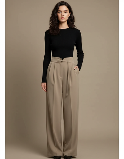 Pantalon À Pince Femme Beige