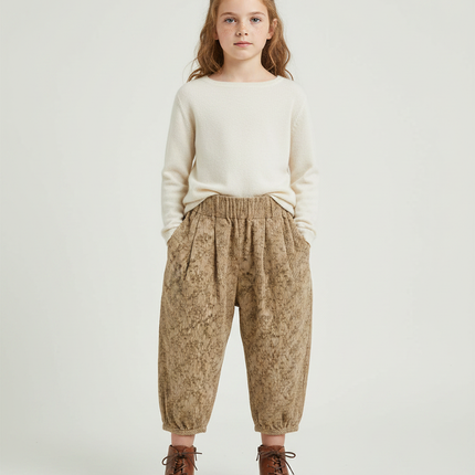 Pantalon À Pince Harem Imprimé Côtelé Ample Enfant - Cordé