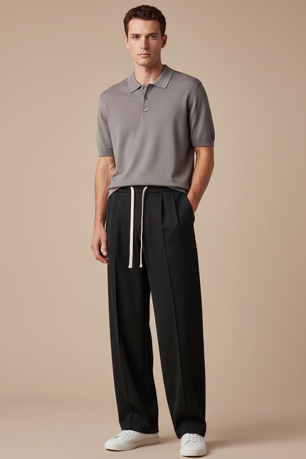 Pantalon À Pince Grande Taille - Noir Polyester