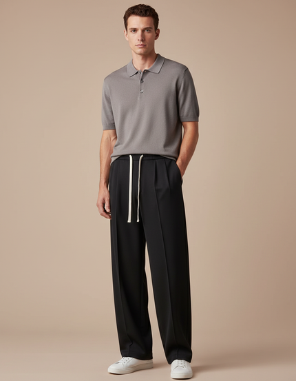 Pantalon À Pince Grande Taille - Noir Polyester