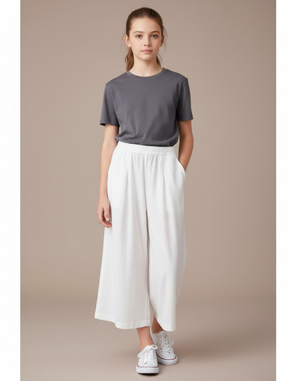Pantalon À Pince Blanc Fluide Ample Décontracté - Lin