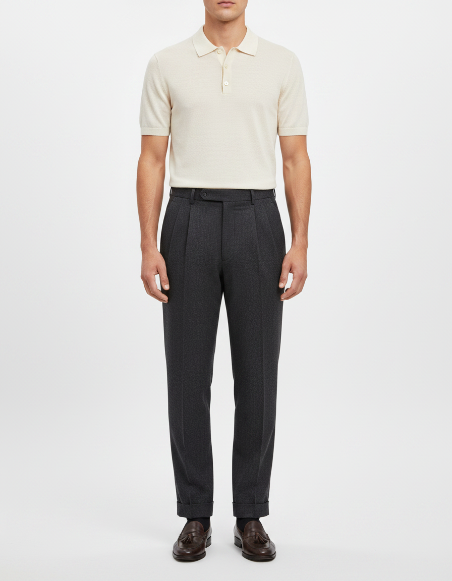 Pantalon À Pince 4f15 - Gris Laine