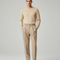 Pantalon À Pince Beige Laine Plissé Droit Homme Élégant
