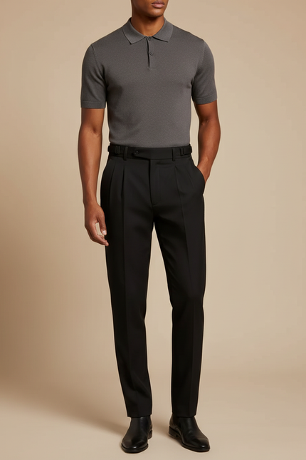 Pantalon À Pince 74ff - Noir Gabardine