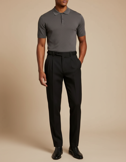 Pantalon À Pince 74ff - Noir Gabardine