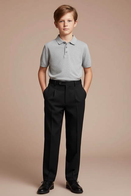 Pantalon À Pince Noir Droit Classique Enfant - Gabardine