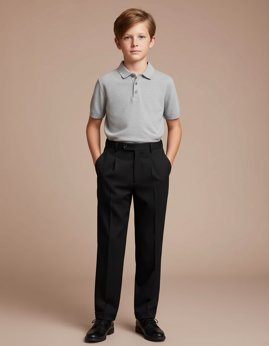 Pantalon À Pince Noir Droit Classique Enfant - Gabardine
