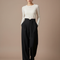 Pantalon À Pince Noir Ample Taille Haute Fluide Femme - Polyester