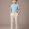 Pantalon À Pince Écru Brodé Papillons Garçon Élégant - Beige Toile
