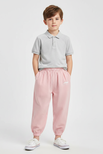 Pantalon À Pince Rose Coton Ample Enfant Décontracté - Molleton