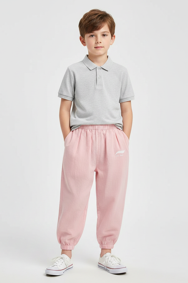 Pantalon À Pince Rose Coton Ample Enfant Décontracté - Molleton