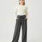 Pantalon À Pince Gris Foncé Droit Ample Décontracté Femme - Molleton