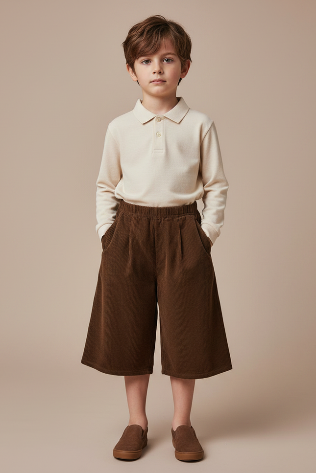 Pantalon À Pince 96f6 - Marron Cordé