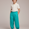 Pantalon À Pince Turquoise Ample Fluide Enfant - Bleu Polyester