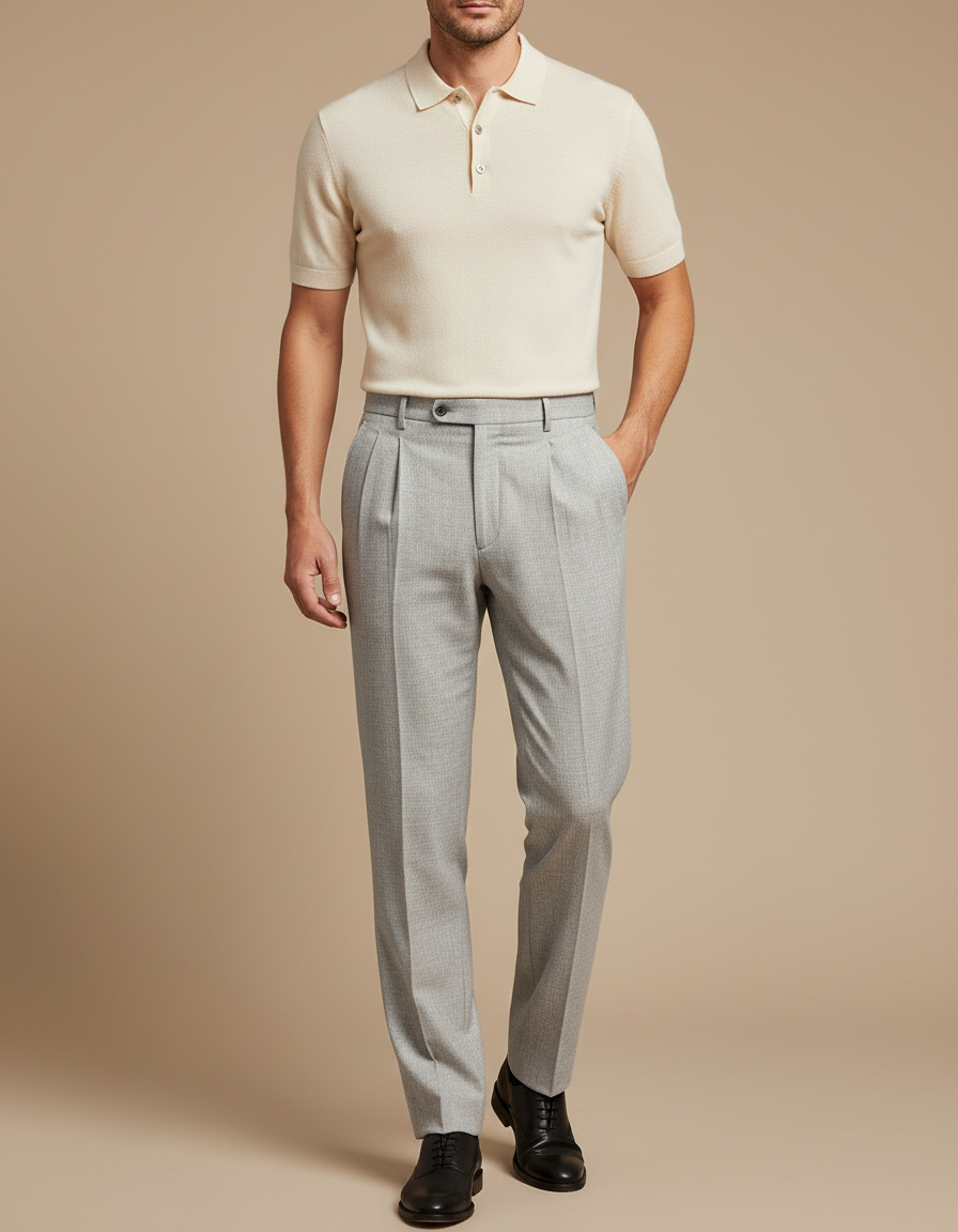 Pantalon À Pince 6eb3 - Gris Laine