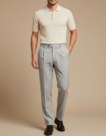 Pantalon À Pince 6eb3 - Gris Laine