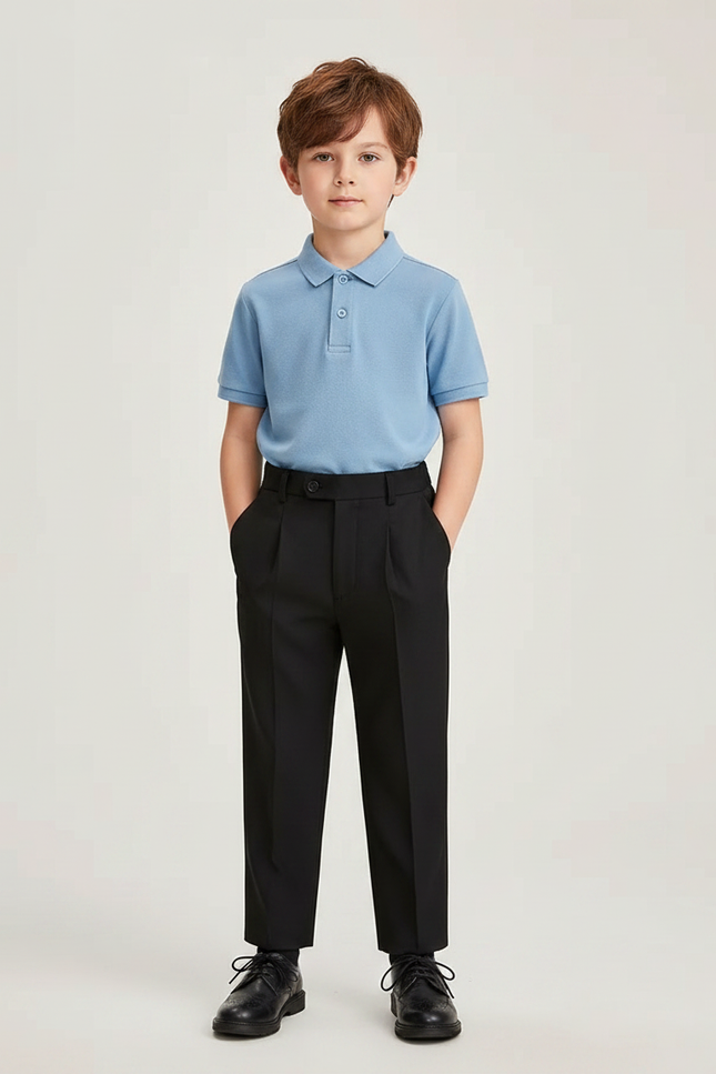 Pantalon À Pince Noir Droit Formel Enfant - Polyester