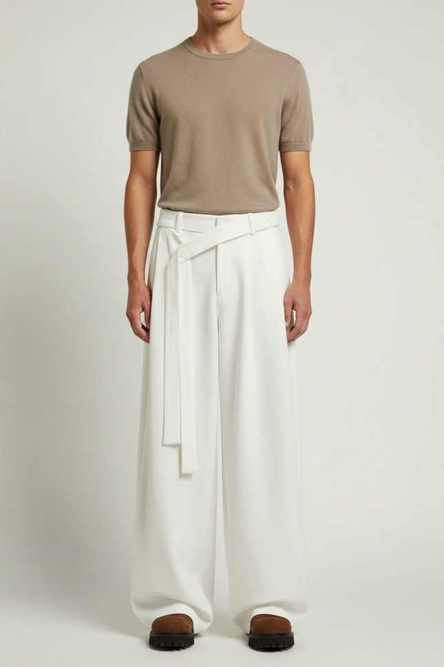 Pantalon À Pince Blanc Homme - Gabardine