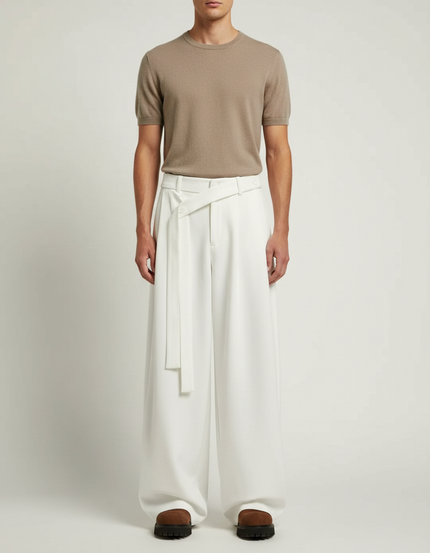 Pantalon À Pince Blanc Homme - Gabardine