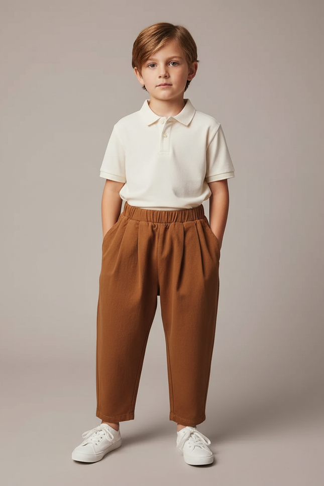 Pantalon À Pince 7dbb - Marron Molleton