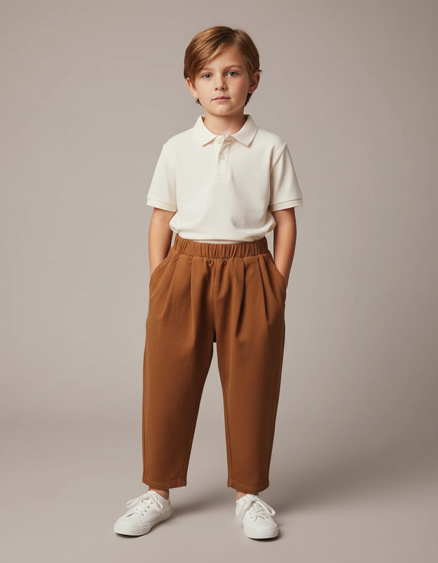 Pantalon À Pince 7dbb - Marron Molleton