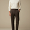 Pantalon À Pince Marron Foncé Plissé Décontracté Homme - Gabardine