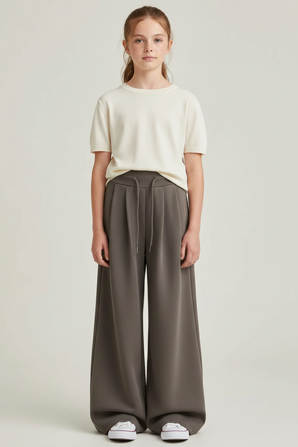 Pantalon À Pince Gris Ample Fluide Décontracté - Molleton
