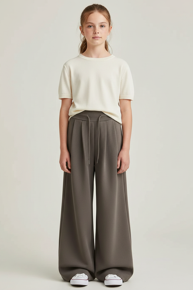 Pantalon À Pince Gris Ample Fluide Décontracté - Molleton