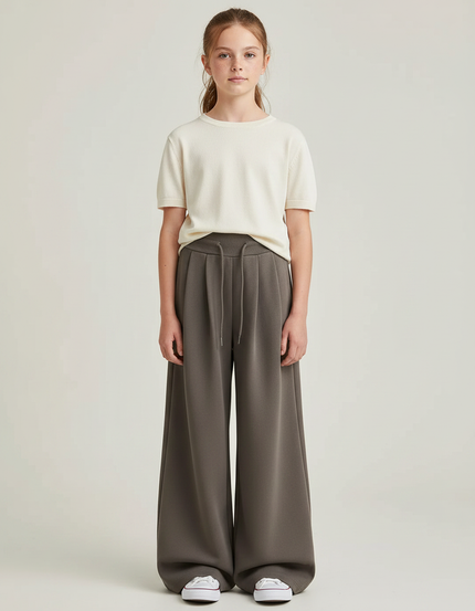 Pantalon À Pince Gris Ample Fluide Décontracté - Molleton