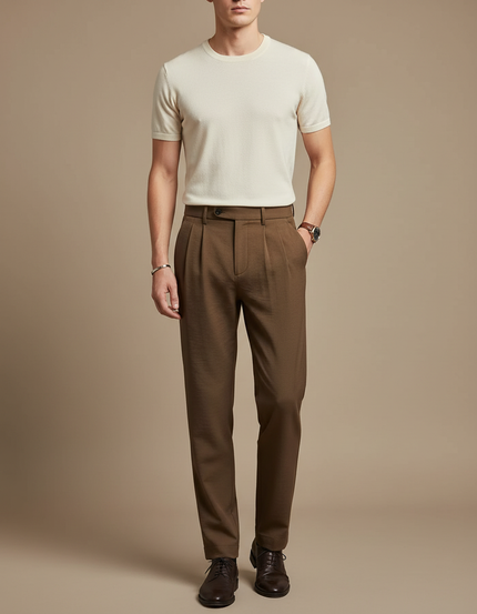 Pantalon À Pince Marron Homme - Laine