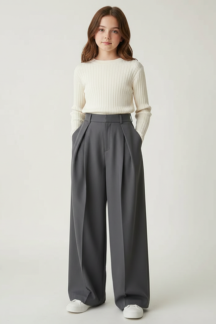 Pantalon À Pince E086 - Gris Gabardine
