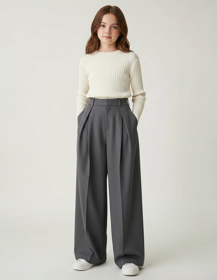 Pantalon À Pince E086 - Gris Gabardine