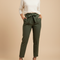Pantalon À Pince Kaki Ceinturé Slim Chic - Gabardine