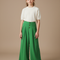 Pantalon À Pince Vert Plissé Fluide Taille Haute - Viscose