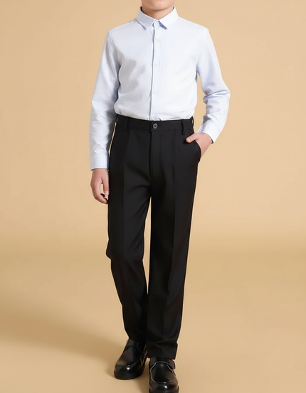 Pantalon À Pince Noir Droit Coton Garçon Élégant