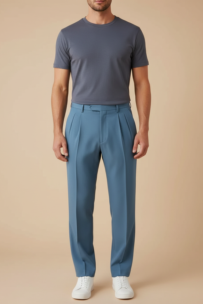 Pantalon À Pince Homme Bleu - Polyester