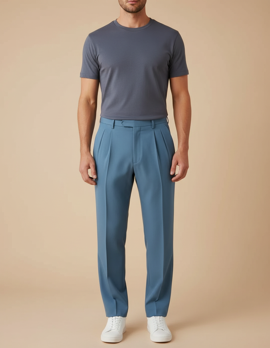 Pantalon À Pince Homme Bleu - Polyester