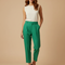 Pantalon À Pince Vert Émeraude Plissé Droit Élégant - Polyester