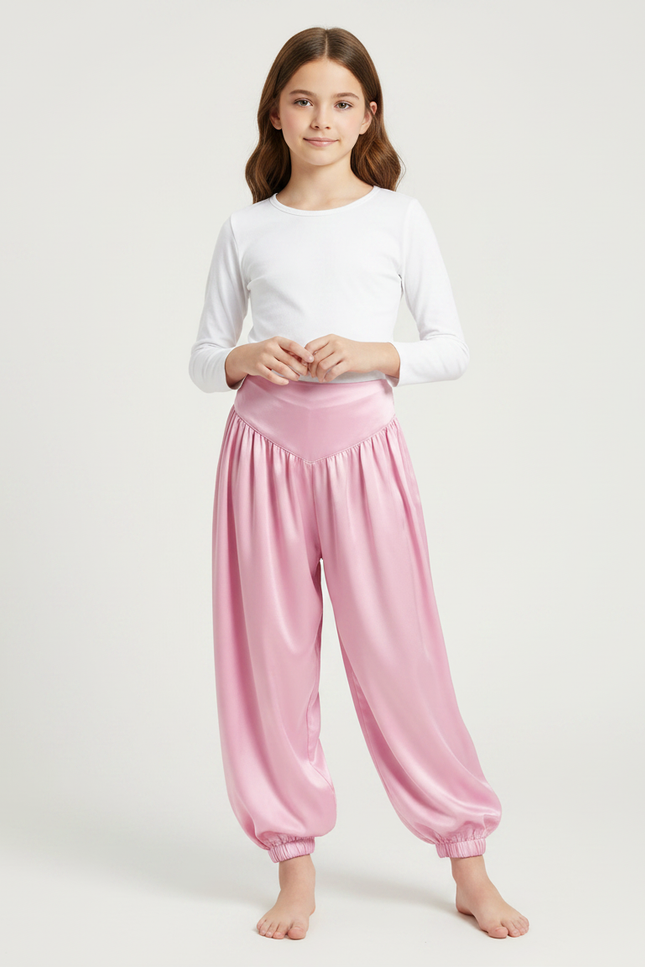 Pantalon À Pince Rose Satiné Fluide Enfant