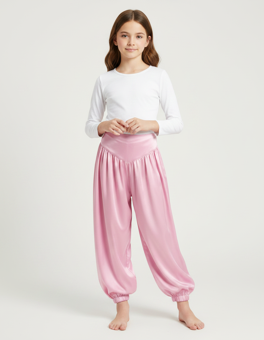 Pantalon À Pince Rose Satiné Fluide Enfant
